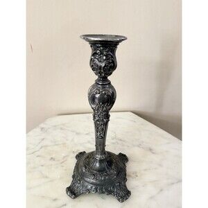 Vintage Victorian Rose WM Rogers & Son Silver Plated Candlestick 9” Heavy